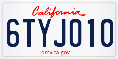 CA license plate 6TYJ010