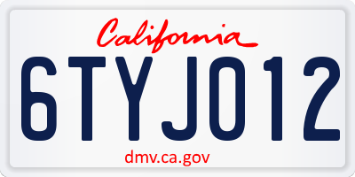 CA license plate 6TYJ012