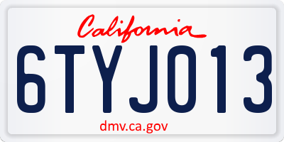 CA license plate 6TYJ013