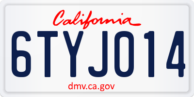 CA license plate 6TYJ014