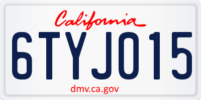 CA license plate 6TYJ015