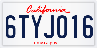 CA license plate 6TYJ016