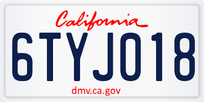 CA license plate 6TYJ018
