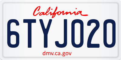 CA license plate 6TYJ020