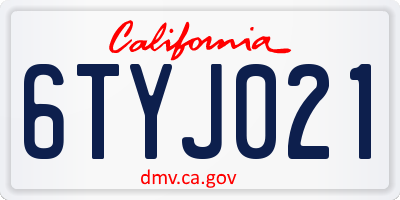 CA license plate 6TYJ021