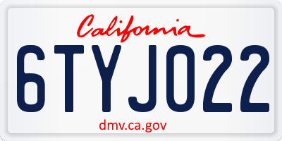 CA license plate 6TYJ022