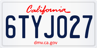 CA license plate 6TYJ027