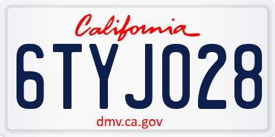CA license plate 6TYJ028