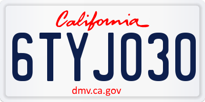 CA license plate 6TYJ030