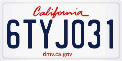 CA license plate 6TYJ031