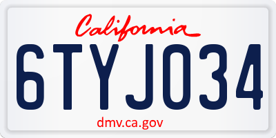 CA license plate 6TYJ034