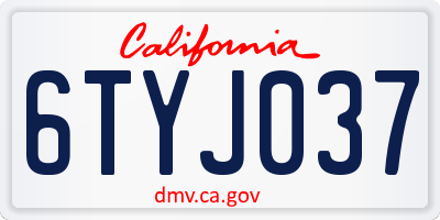 CA license plate 6TYJ037