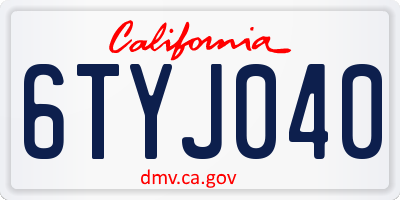 CA license plate 6TYJ040
