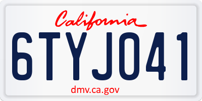 CA license plate 6TYJ041