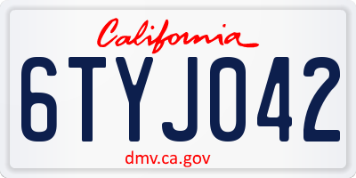 CA license plate 6TYJ042