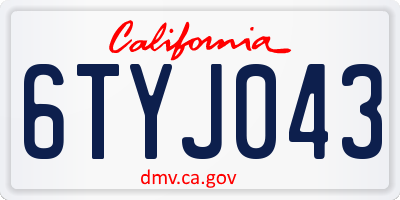 CA license plate 6TYJ043