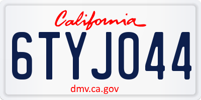 CA license plate 6TYJ044