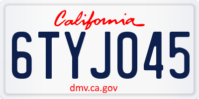 CA license plate 6TYJ045