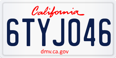 CA license plate 6TYJ046