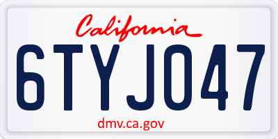 CA license plate 6TYJ047