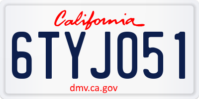 CA license plate 6TYJ051