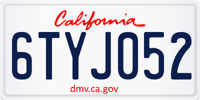 CA license plate 6TYJ052