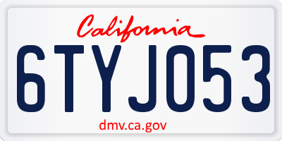 CA license plate 6TYJ053