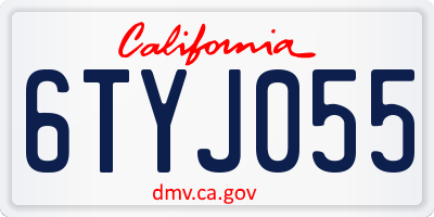 CA license plate 6TYJ055