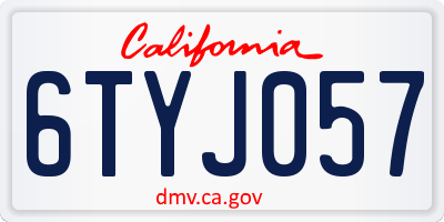 CA license plate 6TYJ057