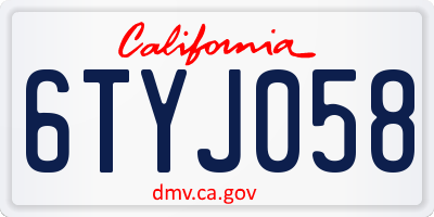 CA license plate 6TYJ058