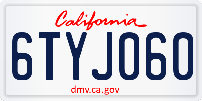 CA license plate 6TYJ060