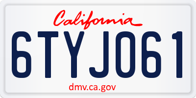 CA license plate 6TYJ061
