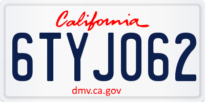 CA license plate 6TYJ062