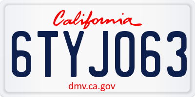 CA license plate 6TYJ063