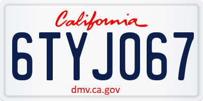 CA license plate 6TYJ067