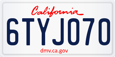 CA license plate 6TYJ070