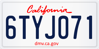 CA license plate 6TYJ071