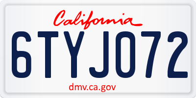 CA license plate 6TYJ072