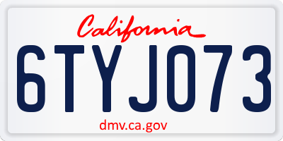 CA license plate 6TYJ073