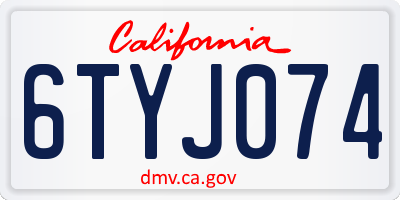 CA license plate 6TYJ074