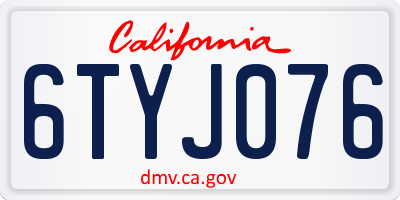 CA license plate 6TYJ076