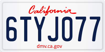 CA license plate 6TYJ077