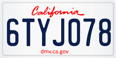 CA license plate 6TYJ078