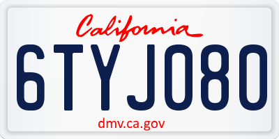 CA license plate 6TYJ080