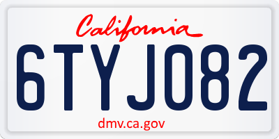 CA license plate 6TYJ082