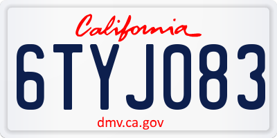 CA license plate 6TYJ083
