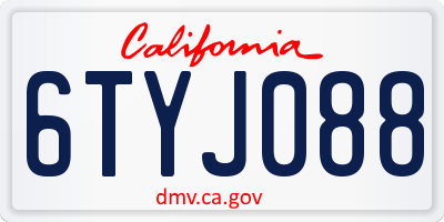 CA license plate 6TYJ088