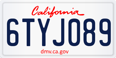 CA license plate 6TYJ089