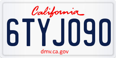 CA license plate 6TYJ090