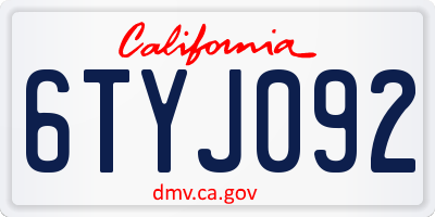 CA license plate 6TYJ092